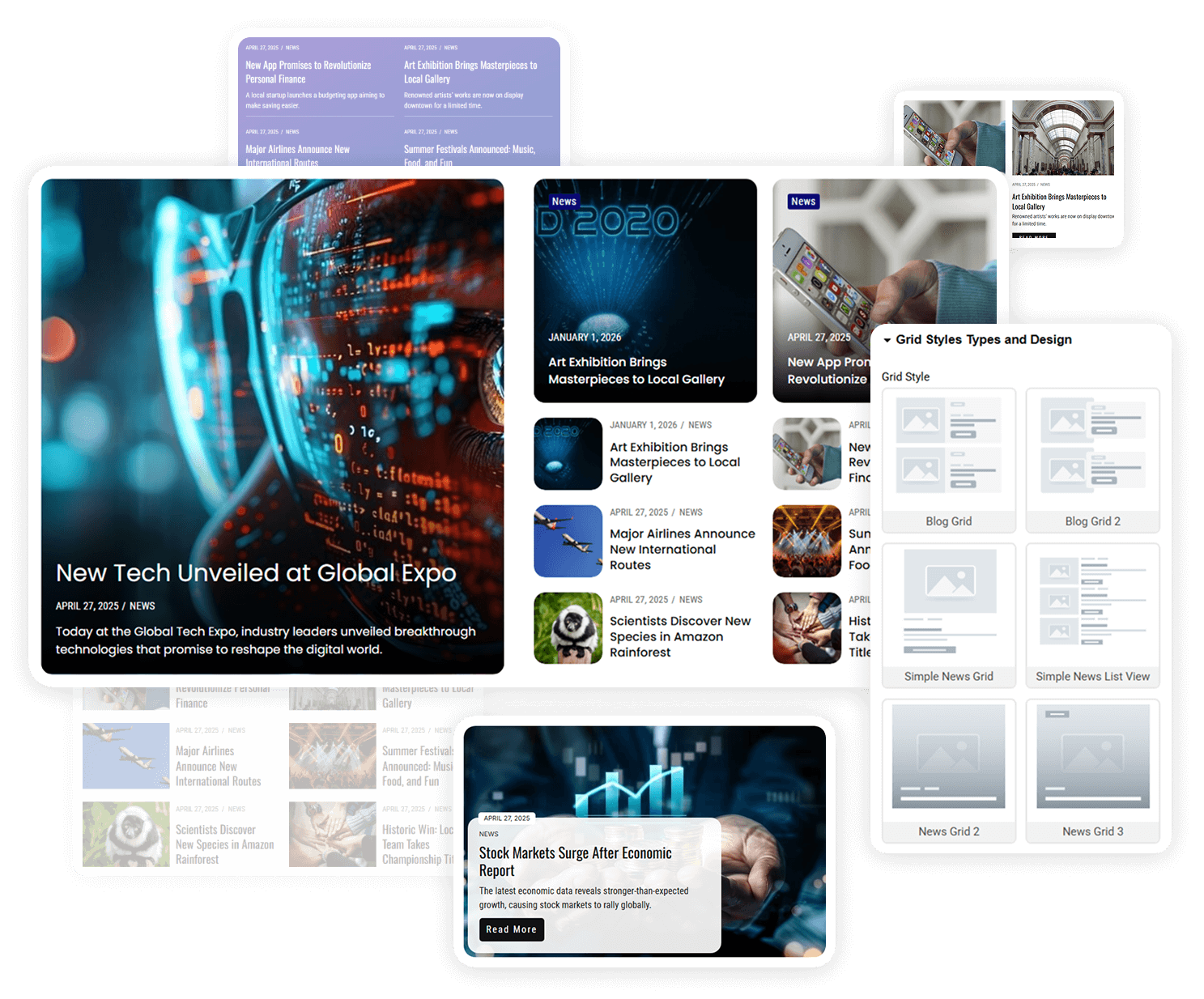 Multiple Layouts for Modern News and Blog Grids