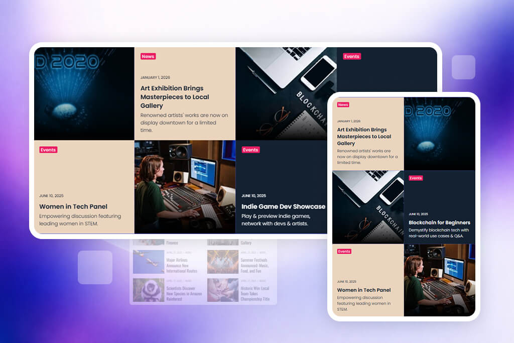 Responsive Elementor post grid layout example